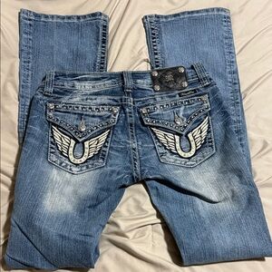 Miss Me Blue Jeans with Silver Accents